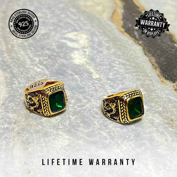 Olive Opulence Emerald Stone (زمرد) Men's Ring | Lifetime Colour Warranty