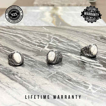 Ziarat White Stone Men's Ring | Lifetime Colour Warranty