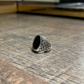 Obsidian Crest Men's Ring