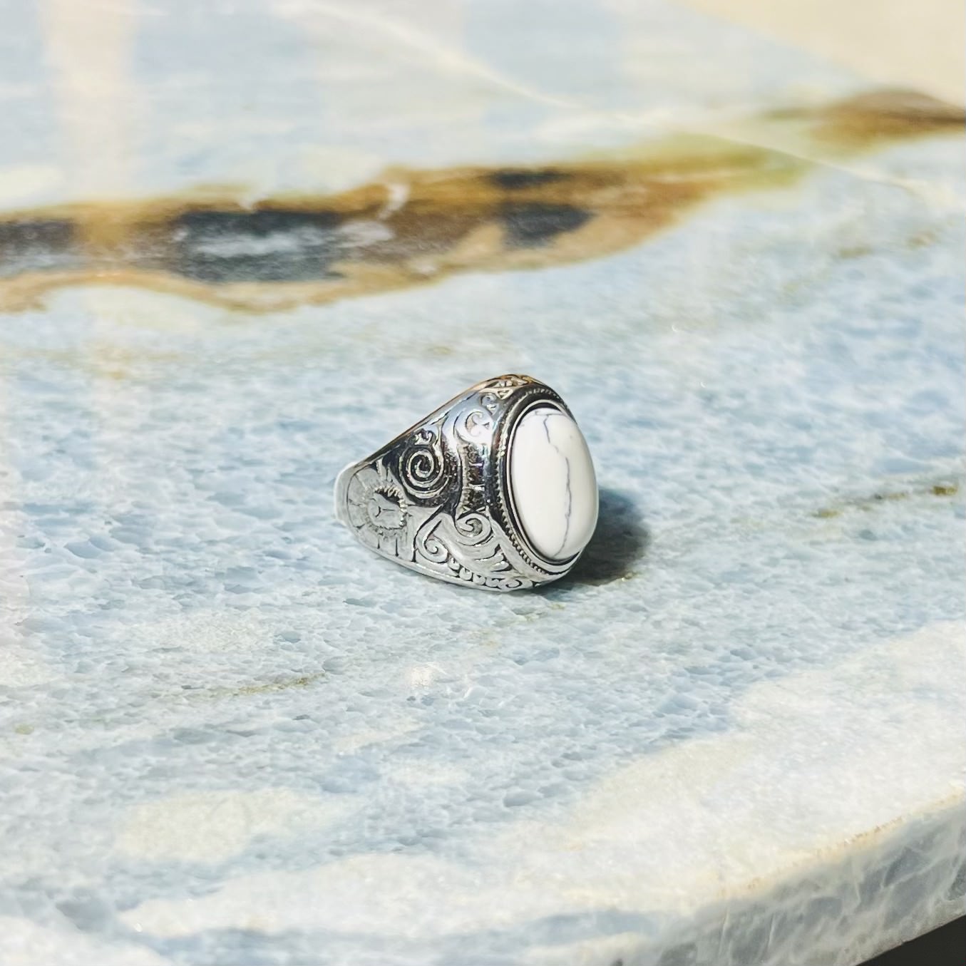 Ziarat White Stone Men's Ring | Lifetime Colour Warranty