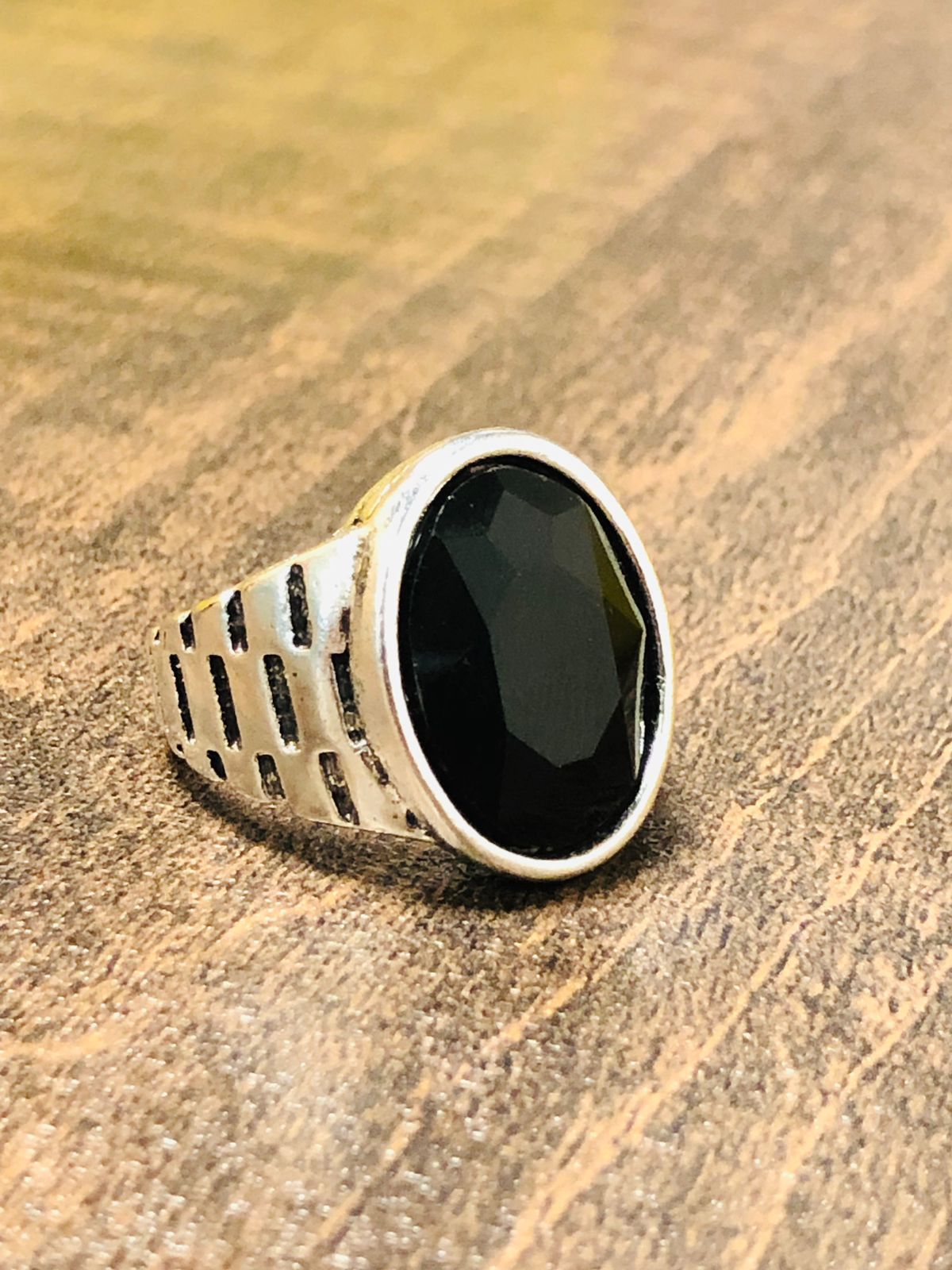 Artisanal Black Zircon Men's Ring