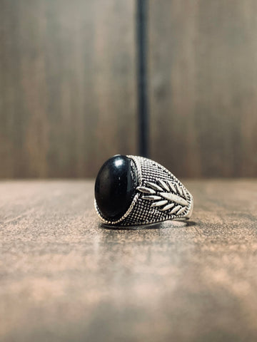 Eternal Mystique: Vintage Turkish Handmade Onyx Oval Ring S925