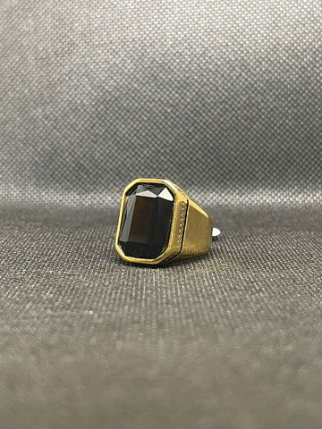 Obsidian Aqeeq Stone Men's Ring | Lifetime Colour Warranty
