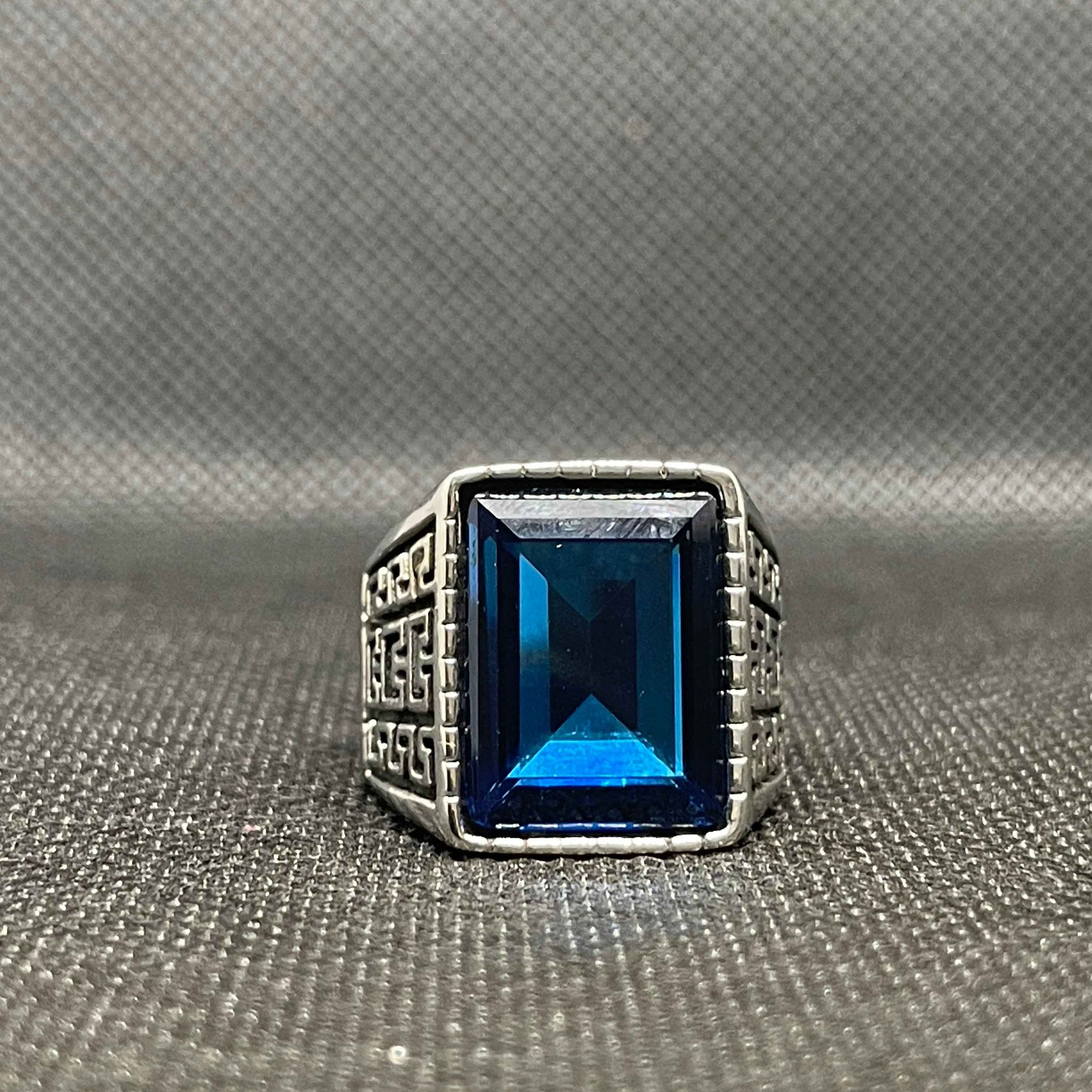 Aegean Sapphire Blue Stone (Neelam) Men's Ring | Lifetime Colour Warranty