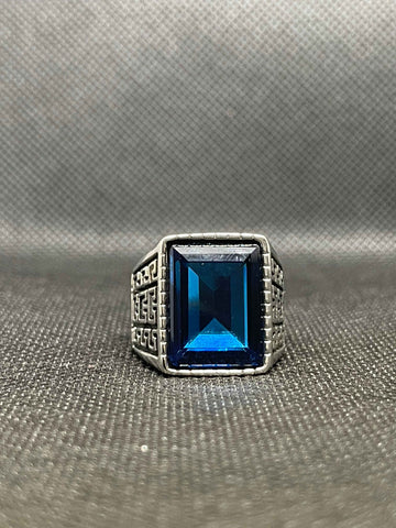 Aegean Sapphire Blue Stone (Neelam) Men's Ring | Lifetime Colour Warranty