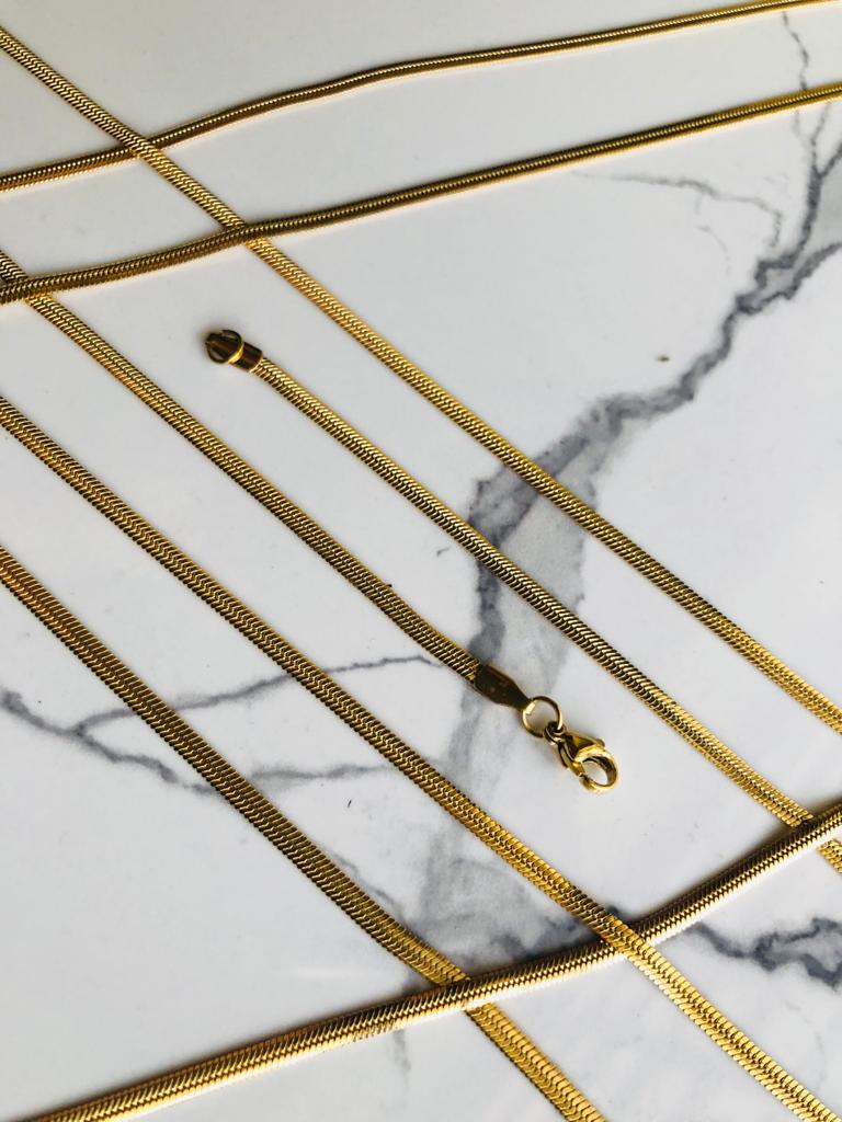 Herringbone Golden 3mm 23" Lifetime Warranty | 314L stainless steel